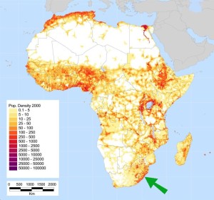 Africa population 2000 arrow